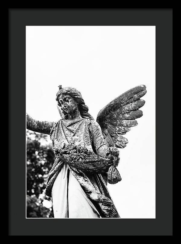 Nashville Cemetery Photography | Black and White Angel Mount Olivet - Framed Print