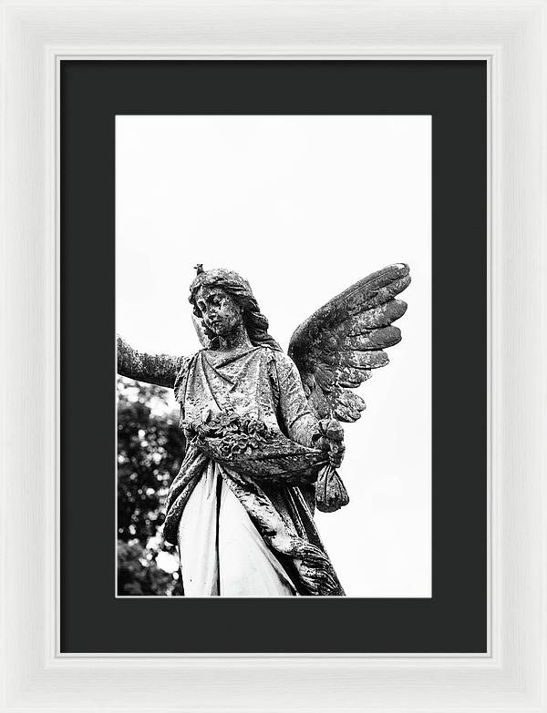 Nashville Cemetery Photography | Black and White Angel Mount Olivet - Framed Print