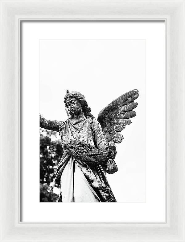Nashville Cemetery Photography | Black and White Angel Mount Olivet - Framed Print