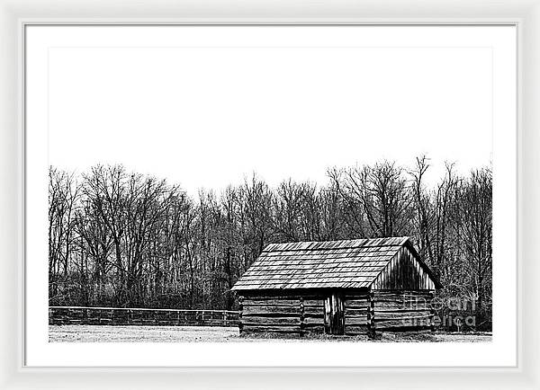Cabin in Field | Farmhouse Framed Print