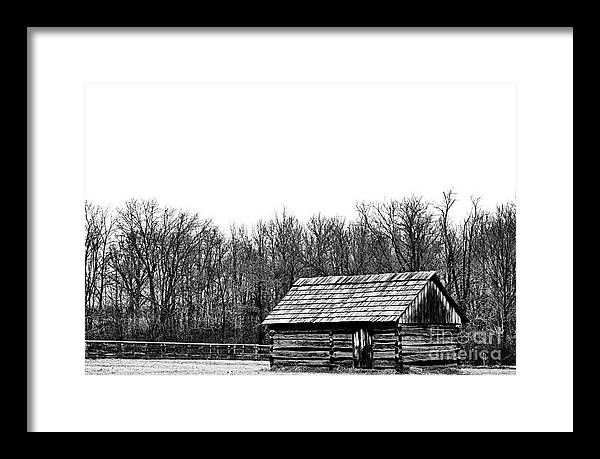 Cabin in Field | Farmhouse Framed Print