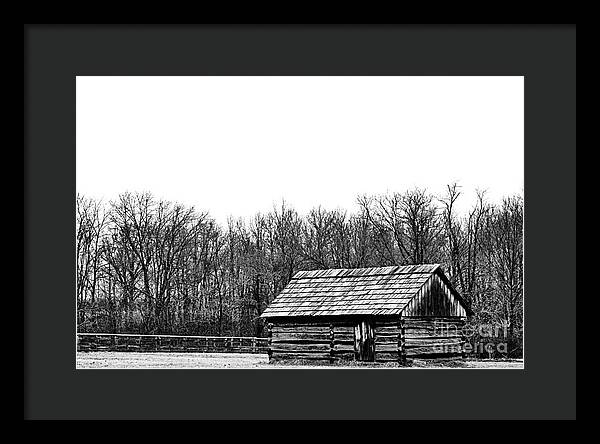 Cabin in Field | Farmhouse Framed Print