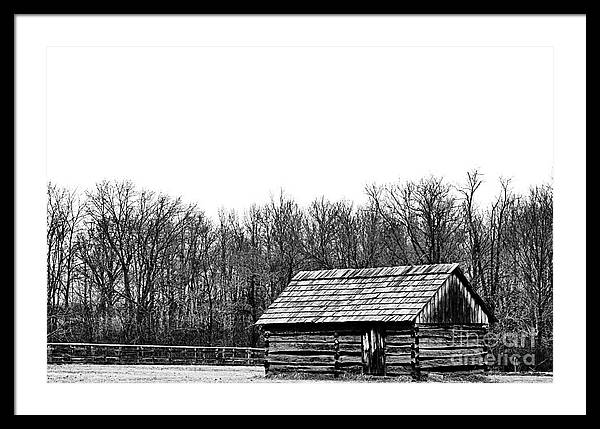 Cabin in Field | Farmhouse Framed Print