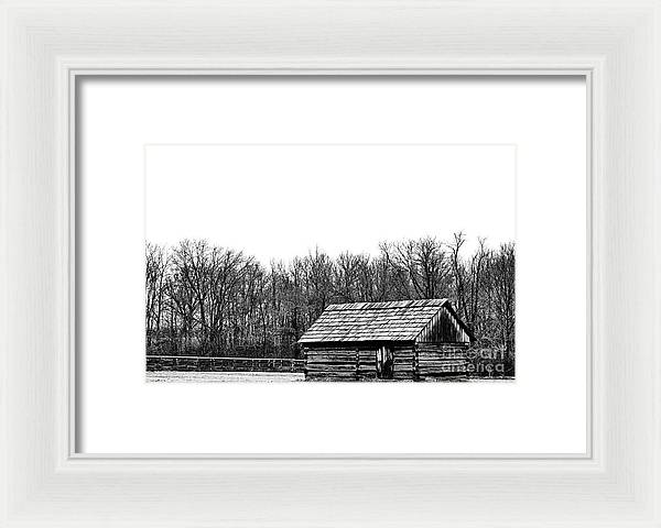 Cabin in Field | Farmhouse Framed Print