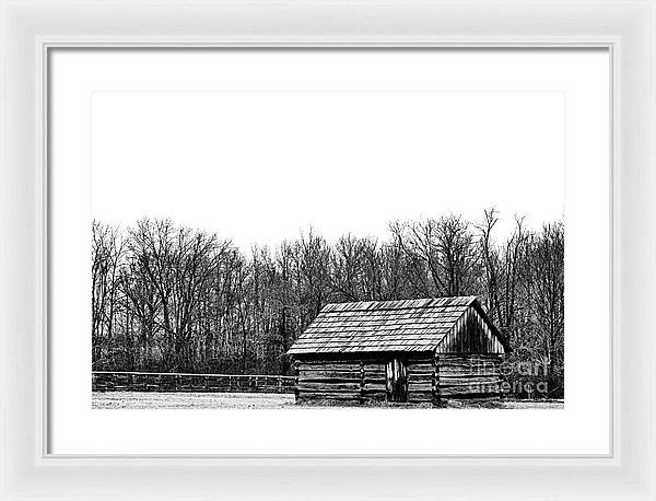 Cabin in Field | Farmhouse Framed Print