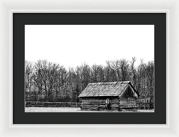 Cabin in Field | Farmhouse Framed Print