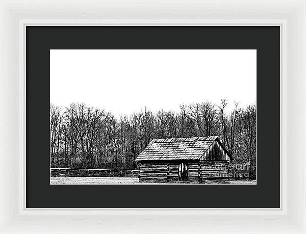 Cabin in Field | Farmhouse Framed Print