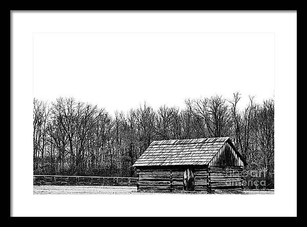 Cabin in Field | Farmhouse Framed Print
