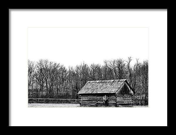Cabin in Field | Farmhouse Framed Print