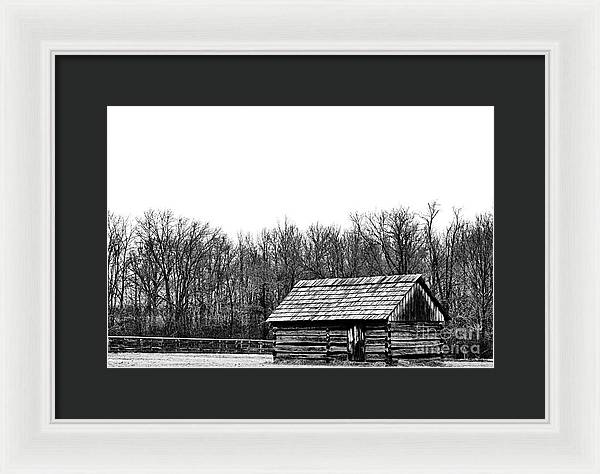Cabin in Field | Farmhouse Framed Print
