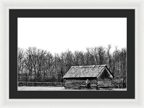 Cabin in Field | Farmhouse Framed Print