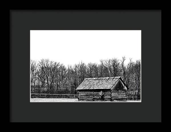 Cabin in Field | Farmhouse Framed Print
