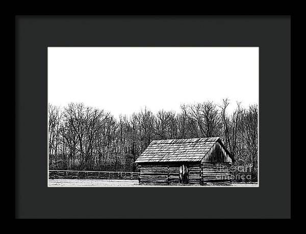 Cabin in Field | Farmhouse Framed Print