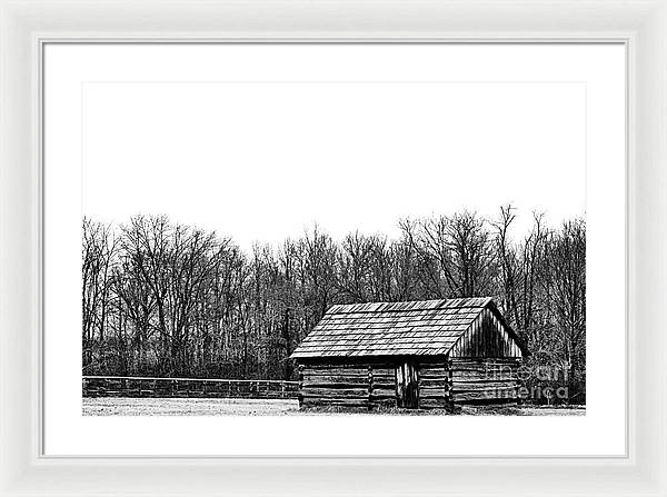 Cabin in Field | Farmhouse Framed Print
