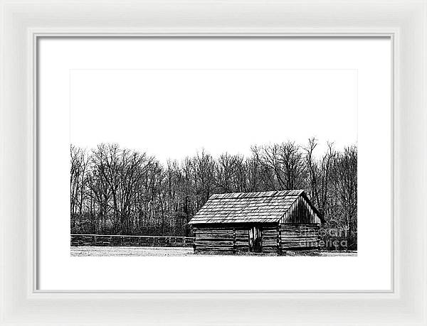Cabin in Field | Farmhouse Framed Print