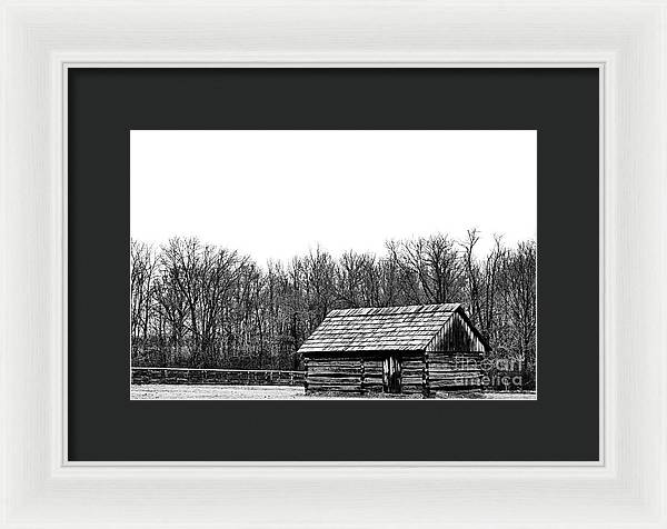 Cabin in Field | Farmhouse Framed Print