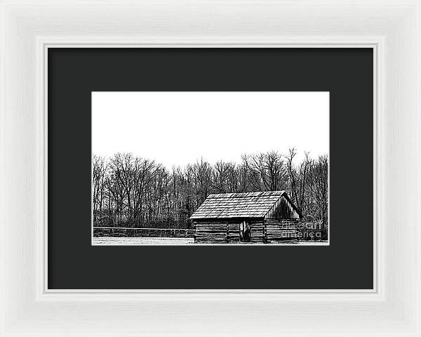 Cabin in Field | Farmhouse Framed Print