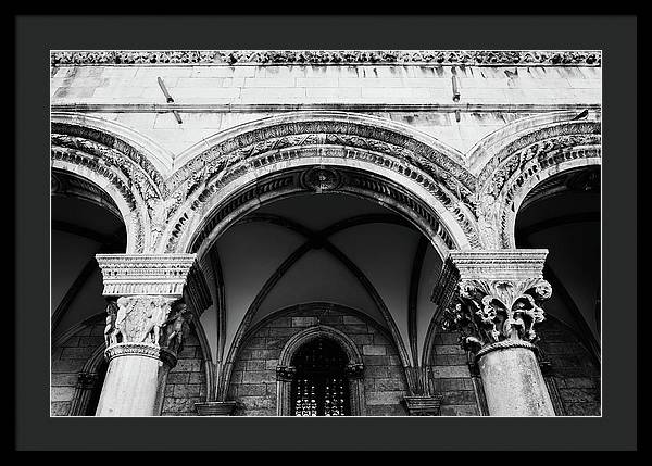 Black and White Dubrovnik Print | Croatian Columns | Framed Print