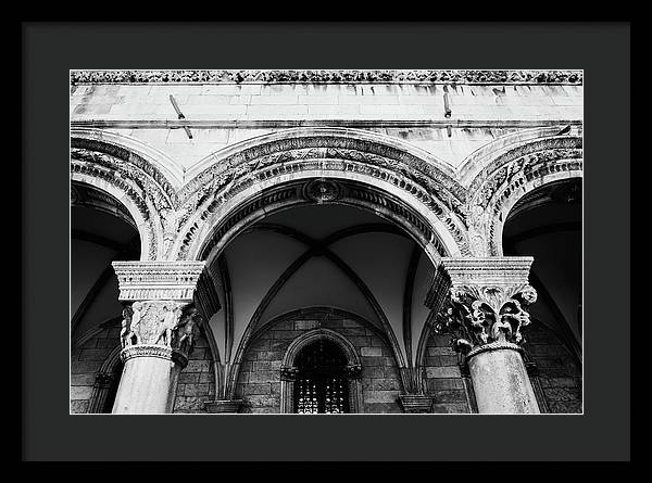 Black and White Dubrovnik Print | Croatian Columns | Framed Print