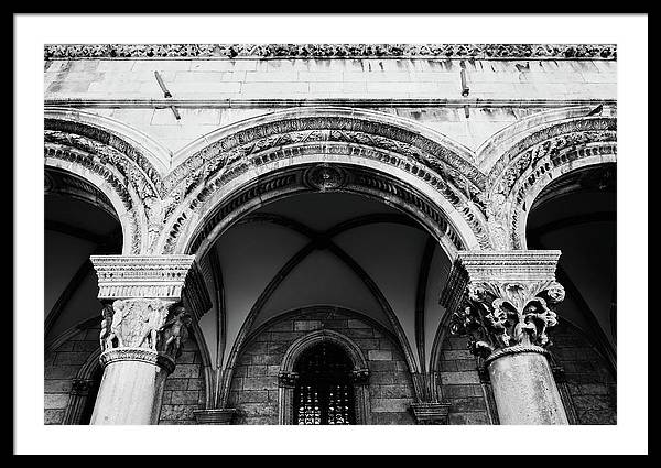 Black and White Dubrovnik Print | Croatian Columns | Framed Print