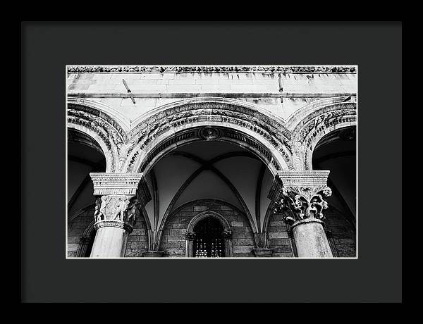 Black and White Dubrovnik Print | Croatian Columns | Framed Print