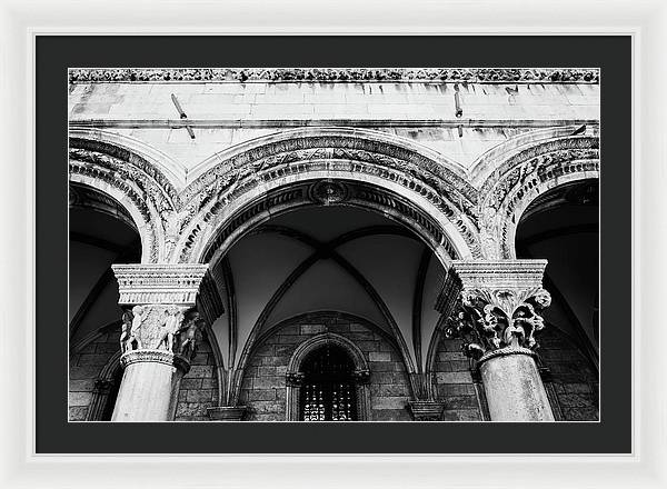Black and White Dubrovnik Print | Croatian Columns | Framed Print