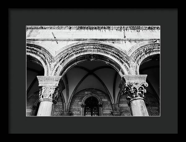 Black and White Dubrovnik Print | Croatian Columns | Framed Print