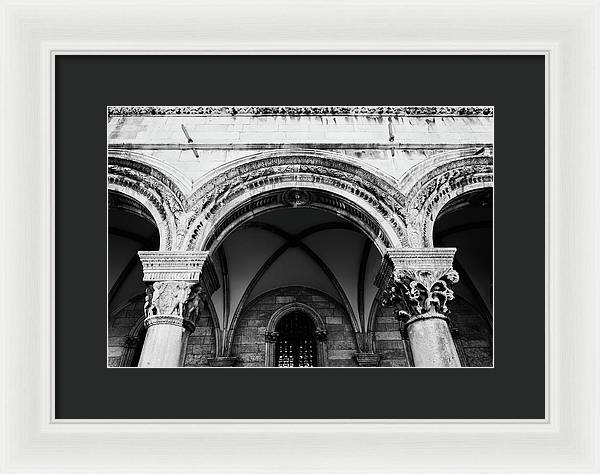 Black and White Dubrovnik Print | Croatian Columns | Framed Print