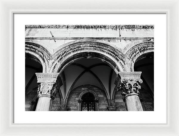 Black and White Dubrovnik Print | Croatian Columns | Framed Print