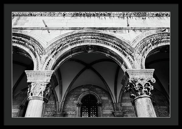 Black and White Dubrovnik Print | Croatian Columns | Framed Print