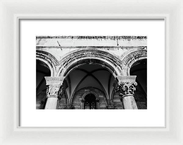 Black and White Dubrovnik Print | Croatian Columns | Framed Print