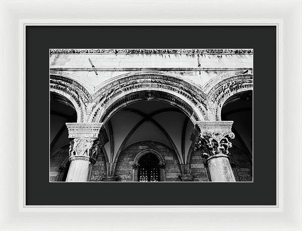 Black and White Dubrovnik Print | Croatian Columns | Framed Print