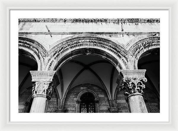 Black and White Dubrovnik Print | Croatian Columns | Framed Print
