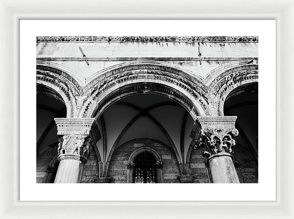 Black and White Dubrovnik Print | Croatian Columns | Framed Print