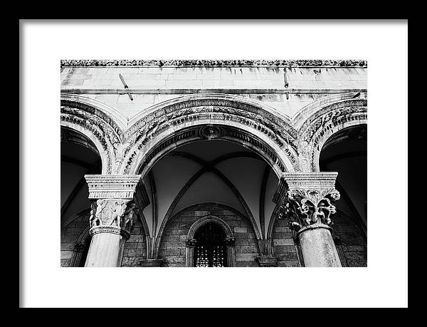 Black and White Dubrovnik Print | Croatian Columns | Framed Print