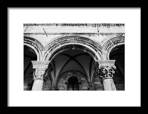 Black and White Dubrovnik Print | Croatian Columns | Framed Print