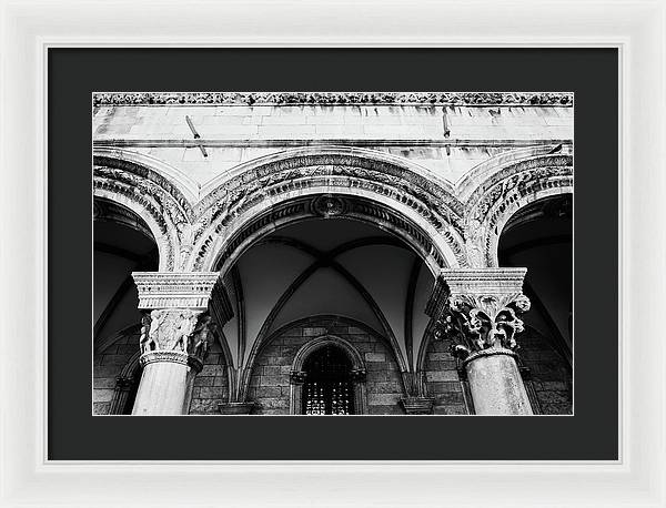 Black and White Dubrovnik Print | Croatian Columns | Framed Print