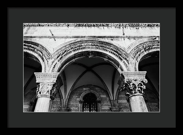 Black and White Dubrovnik Print | Croatian Columns | Framed Print