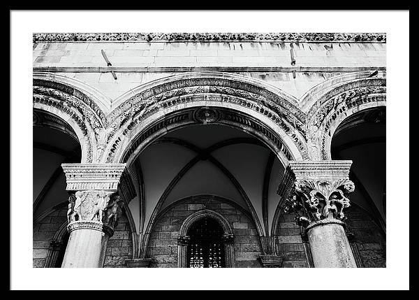 Black and White Dubrovnik Print | Croatian Columns | Framed Print