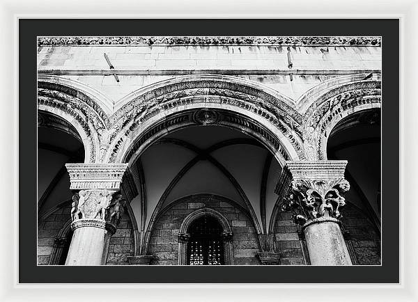 Black and White Dubrovnik Print | Croatian Columns | Framed Print