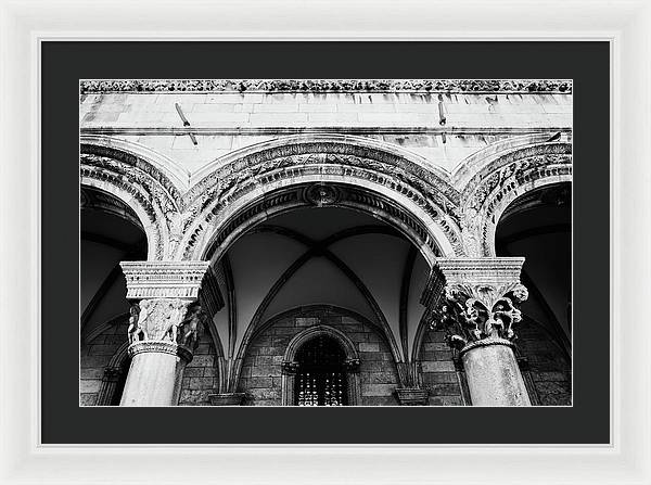 Black and White Dubrovnik Print | Croatian Columns | Framed Print
