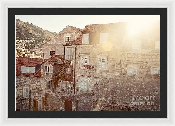 Dubrovnik Framed Print – Sunlit Rooftop Photo | Croatia Wall Art Decor