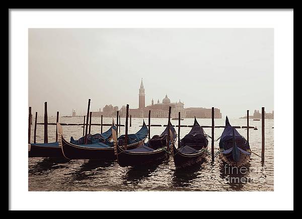 Gondolas in Venice - Color - Framed Print
