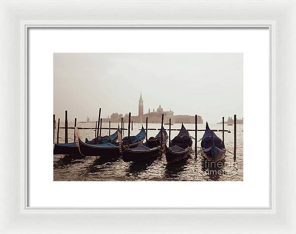 Gondolas in Venice - Color - Framed Print