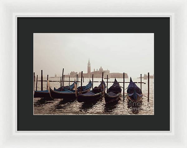 Gondolas in Venice - Color - Framed Print