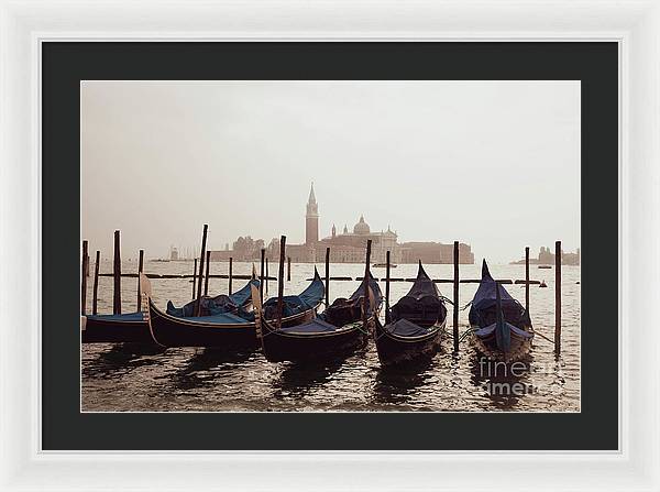 Gondolas in Venice - Color - Framed Print