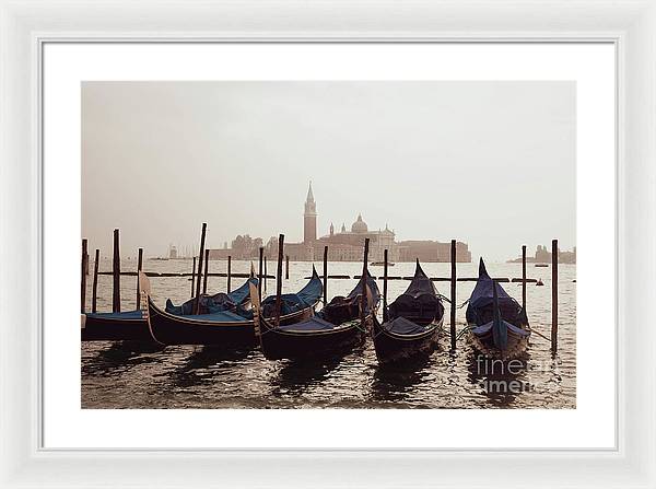Gondolas in Venice - Color - Framed Print