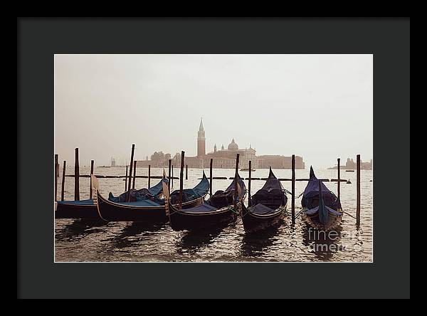 Gondolas in Venice - Color - Framed Print