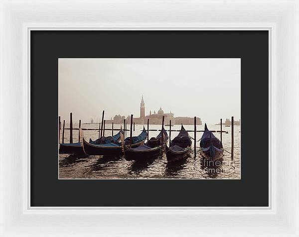 Gondolas in Venice - Color - Framed Print