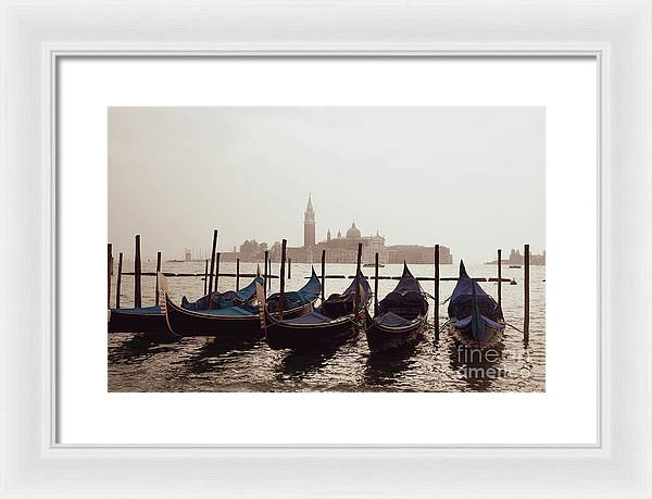 Gondolas in Venice - Color - Framed Print